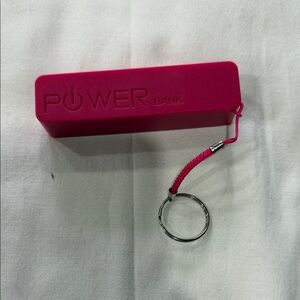 Pink and White Keychain Power Bank